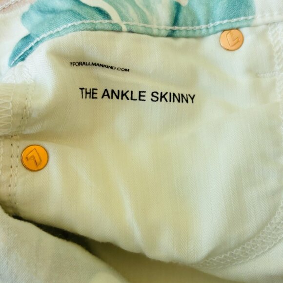 7 For All Mankind Womens The Ankle Skinny Jeans Floral Print Stretch Size 27 - Picture 10 of 13